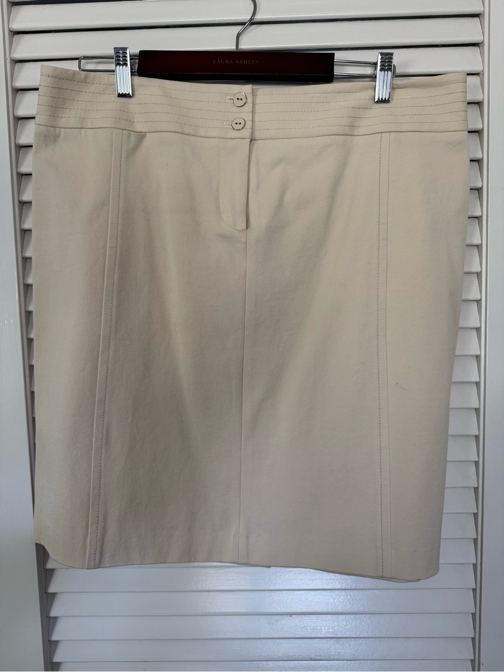 J. McLaughlin Cream Pencil Skirt with Twin-Button Waist